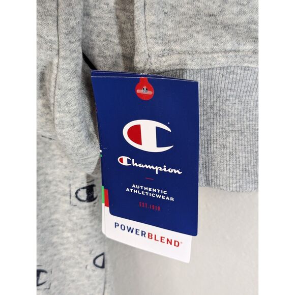NWT Champion Logo Hoodie Pullover Size XL Gray Sports Sweatshirt Comfy Athletic - Picture 7 of 10